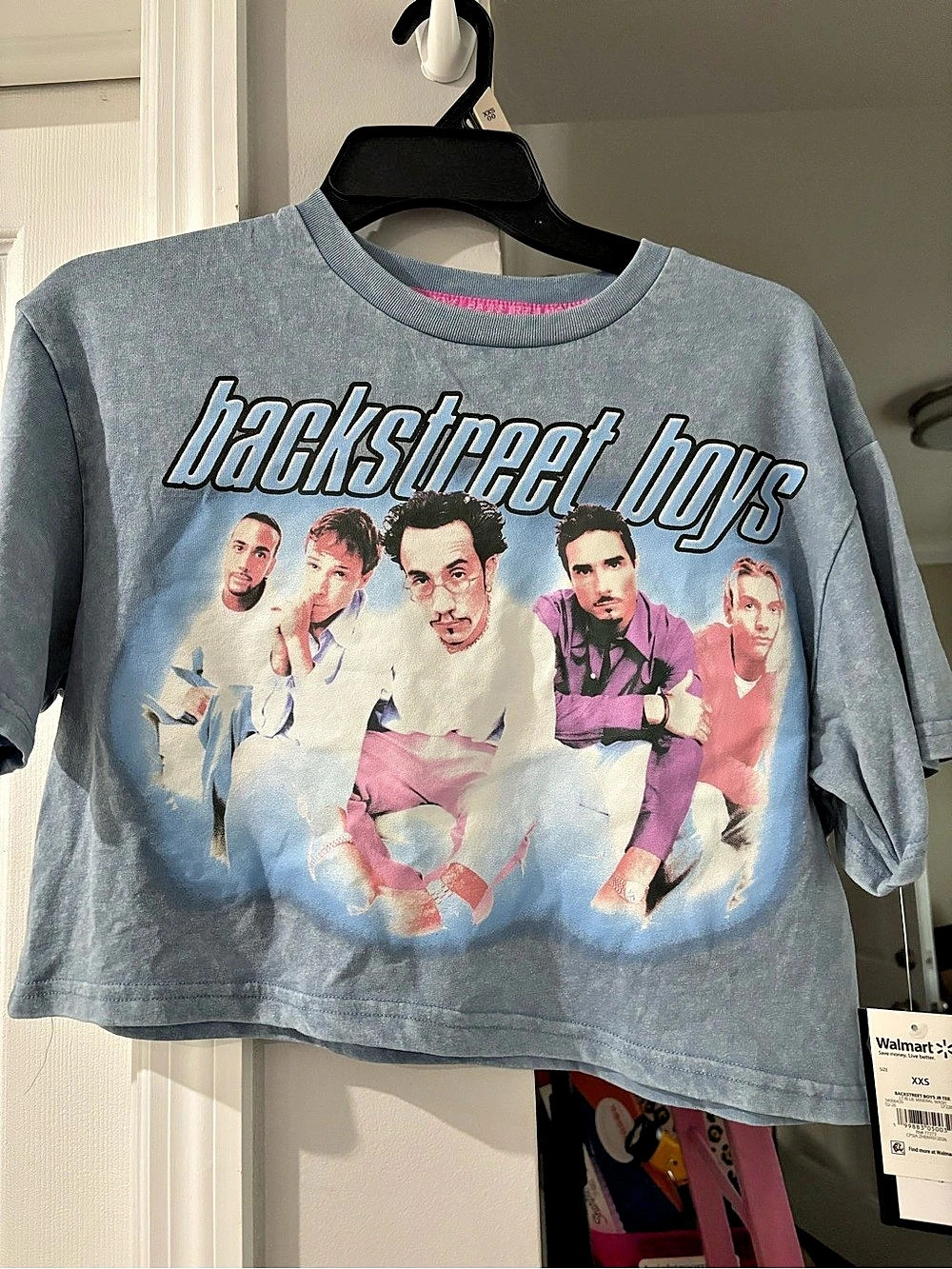 Walmart Backstreet Boys Jr Tee Lt Blue Mineral Wash Blue XXS